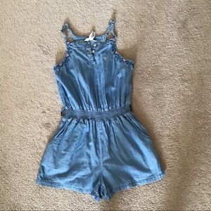 Girls denim guess romper
